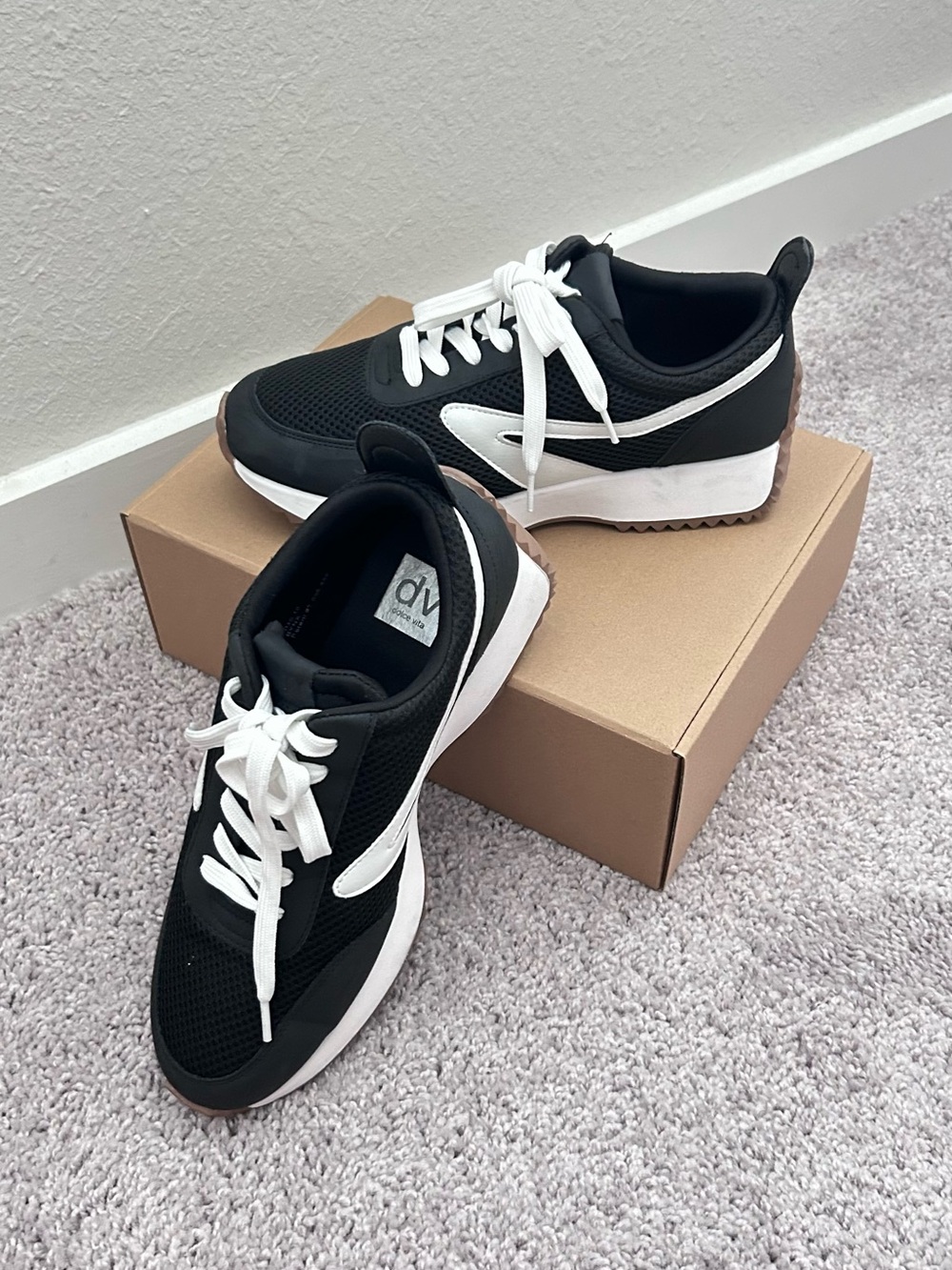 DV by Dolce Vita Black and White Platform Sneakers